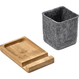 Okiyo Kyadi Recycled PET & Bamboo Desk Caddy Phone Stand Display